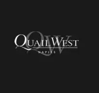 A black and white logo of quail west.